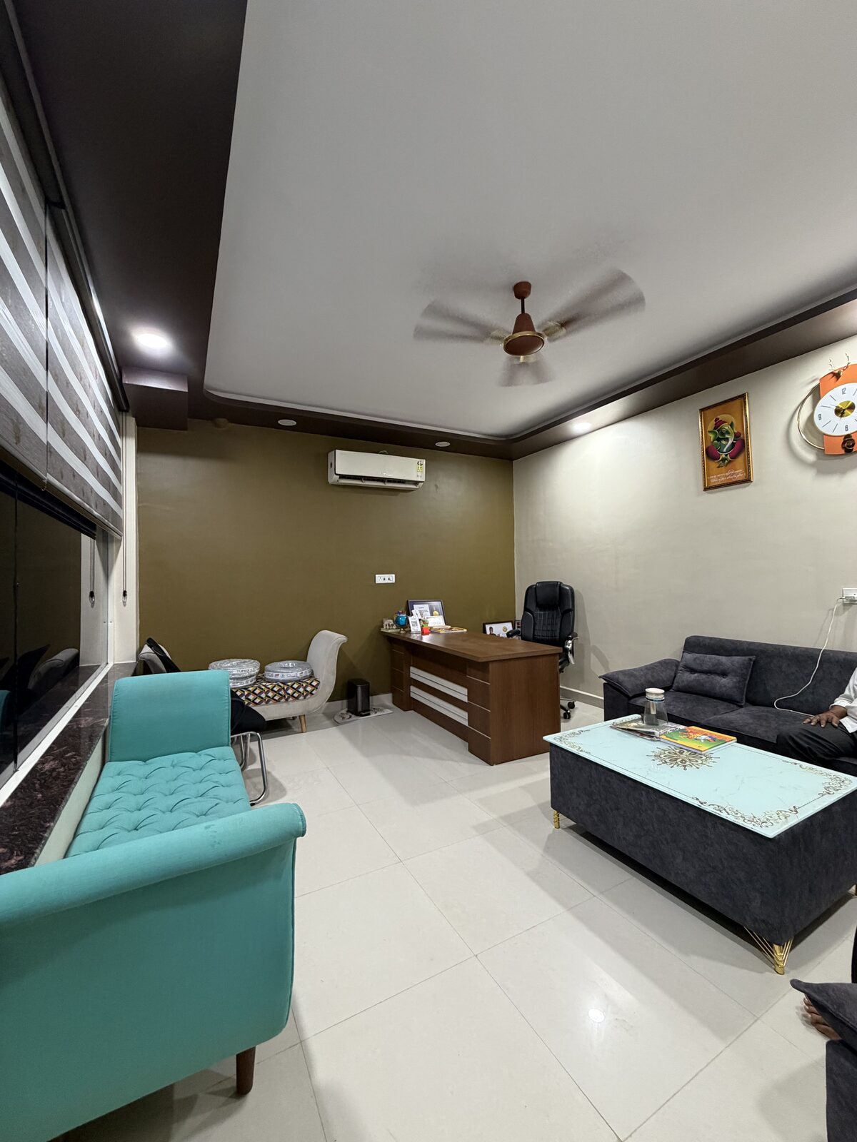 Air-conditioned reception lounge with sofas and seating